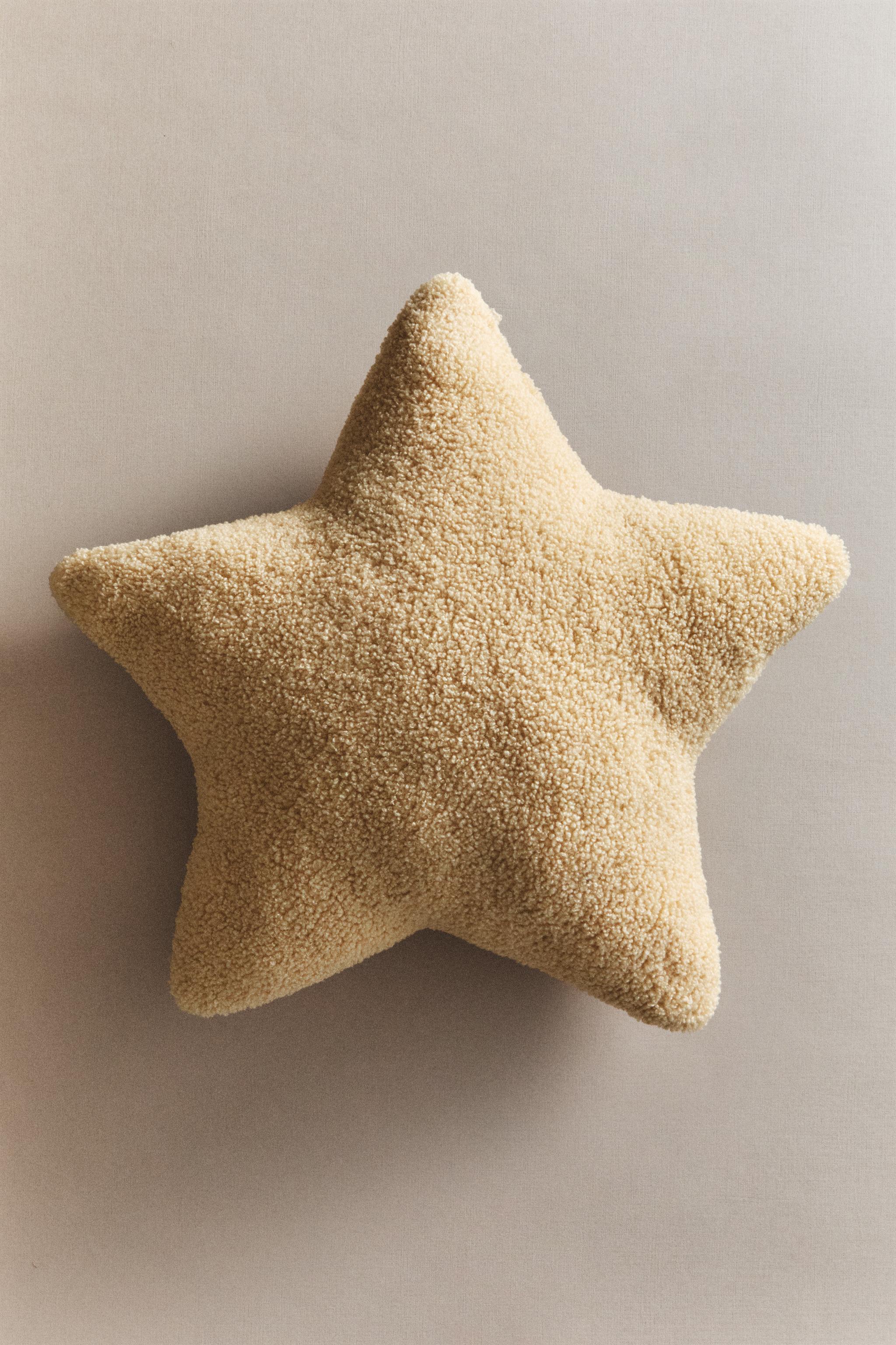 Kids' Large Faux Shearling Star Cushion